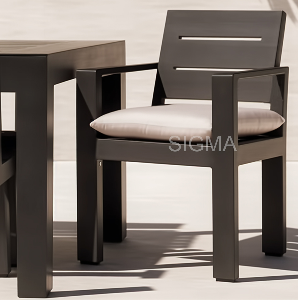 Sigma new desig Outdoor Dining Furniture Set Garden Patio Restaurant armchair Aluminum Bistro Cafe Dining Chair