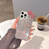 Arc de fille strass pour iPhone 16 Plus Shell Full Diamond Apple 15 14 13 12 11 Pro Max Luxurious Cover 14 Mobile Phone case