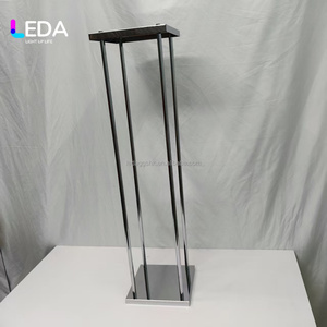 LEDA Wedding Centerpiece Silver <b>Square</b> Metal Flower Stand Party Decoration for Wedding Decor - Product Image 3