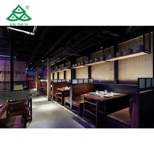 hotpot restaurant equipment of furniture dining tables marble top with chairs and booth sofas Chinese element