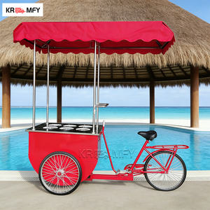 Carrito de Venta de Helados Remolcable con Congelador, Bicicleta de Carga con Sombrilla, Diseño Resistente a la Corrosión para Uso en Exteriores y Comida Rápida - Product Image 2