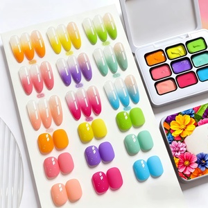 1 pièce Gel de peinture solide 9 couleurs pour ongles, dégradé brillant, pour la création et la décoration d'ongles, compatible UV et LED, DIY, populaire en été - Product Image 3