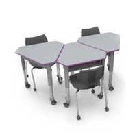 Chaise de bureau scolaire en bois, table de travail collaborative triangulaire pour étudiants