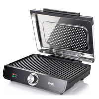 RAF Nouveau 2200W Machine à steak et saucisses rotative avec surface de cuisson antiadhésive, couvercle rabattable et détachable pour usage domestique