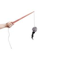 Joran Pancing Tango Untuk Kucing Dengan Bulu Dan Mainan Pom Pom Pegangan Dapat Diperpanjang 30cm Mainan Interaktif Hewan Peliharaan
