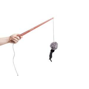 Tango Fishing Rod For <b>Cats</b> With Feather And Pom Pom <b>Toy</b> 30cm Extendable Handle <b>Interactive</b> Pet <b>Toy</b> - Product Image 1
