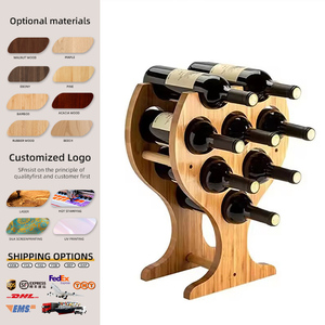 Range-bouteilles en bambou personnalisable, meuble de présentation de luxe sur pied, organisateur de rangement pour bouteilles pour la maison, la cuisine ou le bar - Product Image 1