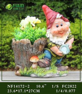 Statua di Gnomo da Giardino in Resina Impermeabile ed Ecologica, Design Divertente con Vaso per Fiori Integrato, Decorazione per Esterni - Product Image 3