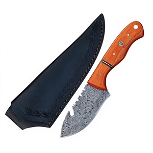 Couteaux de chasse à lame fixe en acier Damas personnalisés, manche en bois, couteau de chasse avec étui en cuir, couteaux personnalisables - Product Image 2