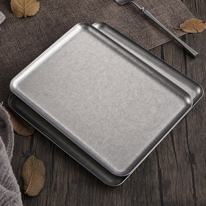 Assiette Carrée Vintage Coréenne, Plateau en Acier Inoxydable 304 pour Café, Plateau à Dessert et Gâteau, Plateau de <span class=keywords><strong>Barbecue</strong></span> Vieilli avec Logo Personnalisé - Product Image 3