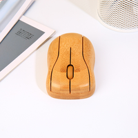 Mouse komputer nirkabel LOGO kustom ramah lingkungan, Mouse komputer nirkabel bambu hadiah promosi portabel 2.4Ghz
