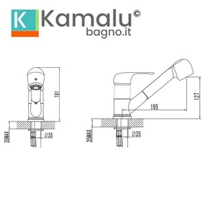 Robinet de cuisine Kam-110 à bec bas, alliage de zinc plaqué, douchette extractible, robinet de cuisine en laiton rotatif contemporain, certifié Cupc - Product Image 3