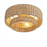 Ventilateur de plafond Yelbeslite Boho avec éclairage intégré, design en rotin superposé, télécommande, réversible, 6 vitesses, pour chambre à coucher et chambre d'enfant