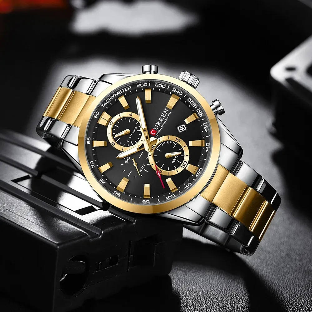 2024 CURREN chinesischer Stil FreizeitsportuhrenTop-Marke Luxus-Armbanduhr Mann für Herren Mode Chronograph Armbanduhr