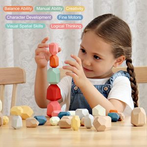 Nieuwe houten stapelstenen, balancerende stenen, regenboogkleurige houten blokken, Montessori kleuterspeelgoed voor kinderen, houten stapelstenen - Product Image 4