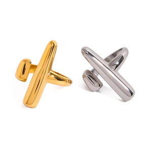 Geometric Minimalist <b>Open</b> <b>Ring</b> 18k Gold Stainless Steel Unisex Fashion Jewelry Gift - Product Image 1