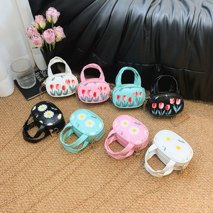 Sacs en PU pour enfants, mini sacs à <span class=keywords><strong>main</strong></span> pour enfants, motif de fleurs, sacs à bandoulière mignons pour filles - Product Image 1