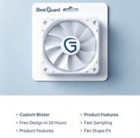 Emballage sous blister personnalisé pour ventilateur de refroidissement de processeur, emballage sous blister transparent en PET pour pièces de dispositifs de dissipation thermique de PC