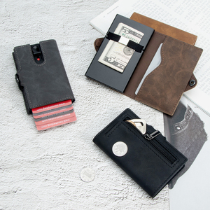 Best Selling Leather Sliding <b>Wallet</b> PU Leather Smart <b>Wallet</b> With Zipper Holder Thin Slim Automatic Smart <b>Wallet</b> <b>for</b> <b>Men</b> - Product Image 3