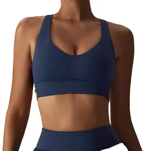 Wholesale Sport Bras Custom Active Anti Shock Gym Fitness Running Workout Bra Sports Wear Seamless Hot Sexy Cross Back Sport Bra