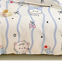 Ensemble de literie 4 pièces Princess, tissé, respirant, doux pour la peau, motif floral, ensemble de draps, housse de couette en polyester pour la maison et l'hôtel