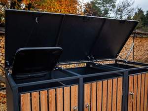 Copertura per Bidone della Spazzatura <span class=keywords><strong>in</strong></span> Acciaio Inox con Porta <span class=keywords><strong>in</strong></span> <span class=keywords><strong>Legno</strong></span>, Copertura per Bidone da Giardino, Copertura per Bidone della Spazzatura da Esterno - Product Image 6