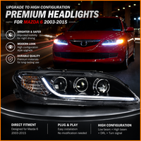 Phares avant à LED avec lentille de projecteur, feux de jour à LED et clignotants séquentiels, configuration haute, pour Mazda 6 2003-2015 (version restylée)