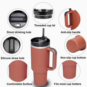 Customize H2.0 White 40oz Double Walled Stainless Steel Vacuum Travel Car Boba Coffee Mug with Handgrip and Straw - Product Image 3