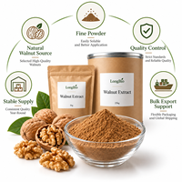 LongBio Extrait Naturel de Noyau de Noix en Poudre Juglans Regia 10:1 20:1 Extrait Botanique Marron Jaune pour Complément Alimentaire OEM en Vrac