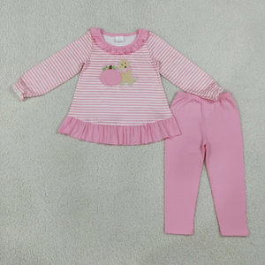 Vêtements de Thanksgiving pour enfants, ensembles de vêtements brodés avec des citrouilles, des chiens et des rayures pour bébés garçons - Product Image 6