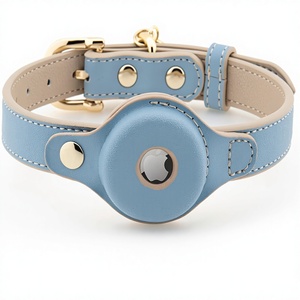 Collier pour chien personnalisé, collier pour chien Cupertino, cuir végétalien rembourré, <span class=keywords><strong>boucle</strong></span> réglable, collier en cuir pour chien avec support AirTag - Product Image 1