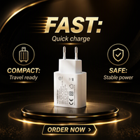 Pengisi Daya Dual-Port 25W PD Input USB-A USB Type C Pengisi Daya Cepat Seluler Dock Colokan EU Bersertifikasi CE untuk iPhone 14 Termasuk OTP OVP