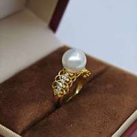 Bague en argent 925 plaqué or UM Jewelry avec perle d'eau douce taille brillant, unisexe/hommes/femmes, pour fiançailles, mariage, anniversaire, fête