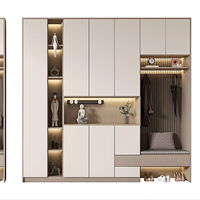 Meuble de rangement à chaussures moderne de luxe avec éclairage LED, 2 tiroirs, armoires basses pour l'entrée d'un appartement/villa/hôtel