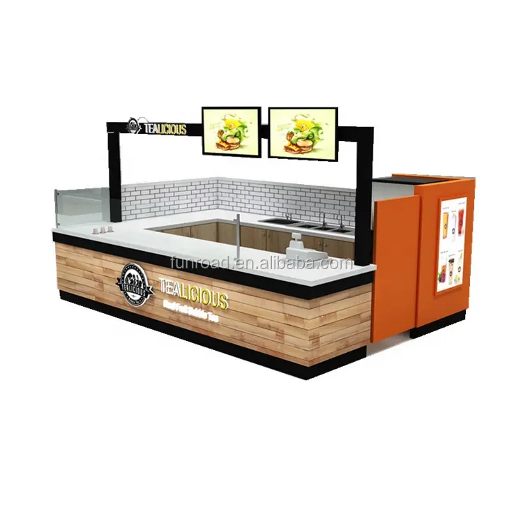 Kiosque de café commercial le plus populaire Comptoir de kiosque de café de meubles à vendre Conception de kiosque de nourriture de conception de haute qualité