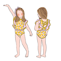 Maillot de bain une pièce pour filles, nouvelle collection, personnalisé, à volants, dos croisé, imprimé sur mesure