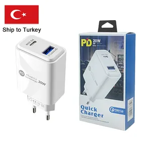 Versand in die Türkei 20W PD Ladegerät Block Reise ladegerät PD und Qc3.0 Port Schnell ladegerät für iPhone 15 Pro Netzteil