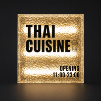 Enseigne lumineuse en acrylique à effet d'ondulation d'eau personnalisée, enseigne murale rétroéclairée par LED pour affichage des heures d'ouverture des restaurants