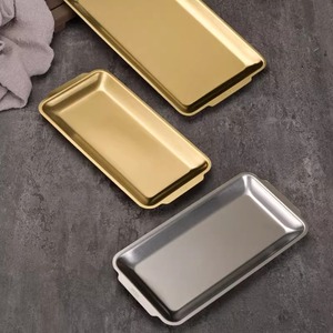 Stainless Steel Rectangular Plate 304 For Barbecue Hot Pot Snacks Serving <b>Tray</b> Solid Color - Product Image 1