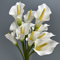 Fleurs artificielles en soie blanche de haute qualité en vrac pour hôtel, centre commercial, toucher réel, calla avec manches pour la décoration du salon