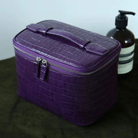 Sac à cosmétiques pour femmes en cuir véritable de qualité supérieure, texture crocodile dégradée, sac à maquillage élégant, sacs de rangement pour maquillage