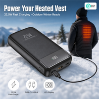Batterie externe à charge rapide 10000 mAh avec indicateur LED USB-C, chargeur portable 10000 mAh pour gilets et vestes chauffants