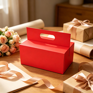 <b>Red</b> Rectangle Rigid Gift <b>Box</b> with Gold Foil Edge and Magnetic Closure for High-End Packaging - Product Image 6