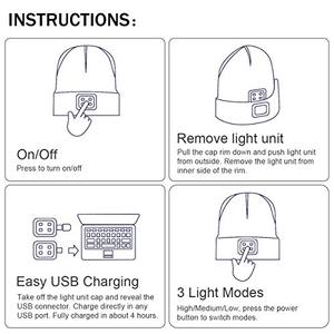 Cuffia Unisex LED con luce ricaricabile USB cuffia invernale in maglia regalo per gli uomini papà marito lui - Product Image 5