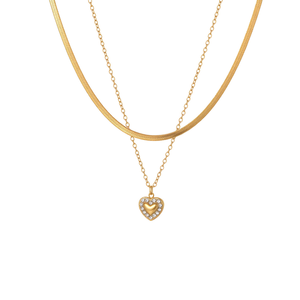 Heart-shaped electroplated blade <b>chain</b> <b>necklace</b> - Luxury and niche style, collar <b>chain</b>, fashionable and versatile. - Product Image 6