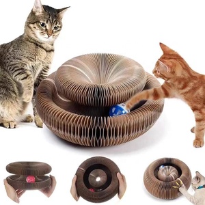 Planche à gratter pour chat d'orgue de style dessin animé avec cloche jouet de meulage de griffe de chat auto-salut en papier ondulé magnétique variable écologique - Product Image 5