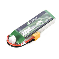 RacePow Baterai Mobil Rc, Isi Ulang Baterai 2S 7.4V 2200MAh 50C Lipo dengan Casing Keras untuk Mobil RC