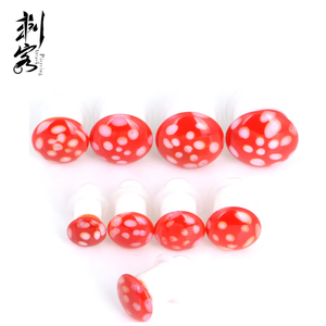 Bijoux de piercing corporel : Plugs d'<span class=keywords><strong>oreille</strong></span> en verre colorés en forme de champignon - Product Image 5