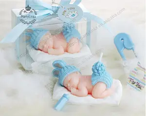 Recuerdos Baby Shower favor Fiesta Geschenke Regalo Dormir Bebé Vela sin humo Niños Linda Decoración de fiesta de cumpleaños