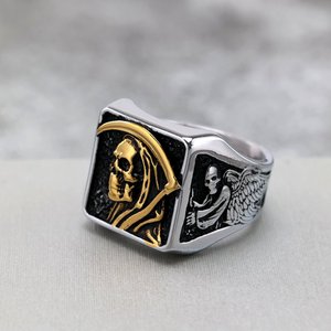 Anillo de esqueleto de Hip Hop yunnique, acero inoxidable, diseño de calavera de Halloween, joyería de moda - Product Image 3